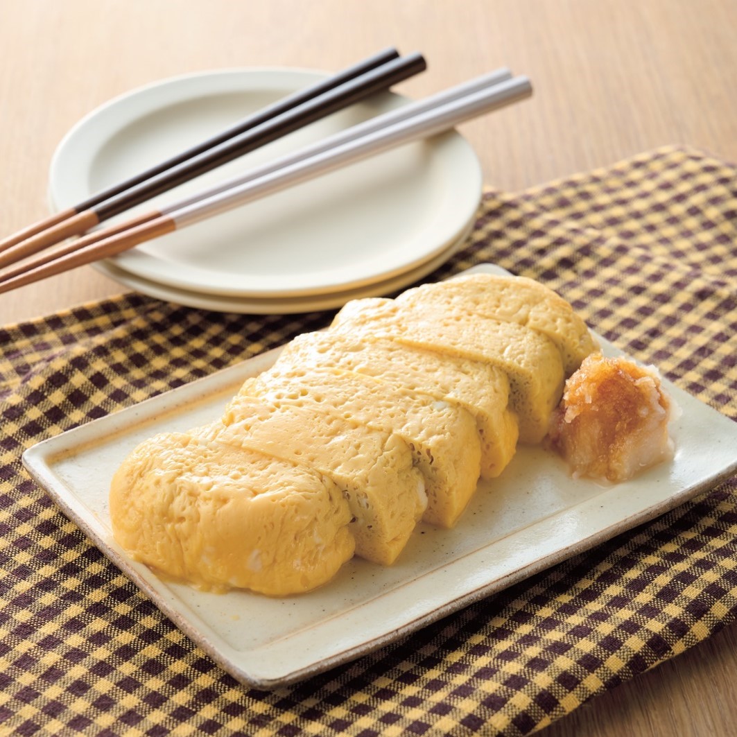 <center>レンジで</center><center>だし巻き卵</center>